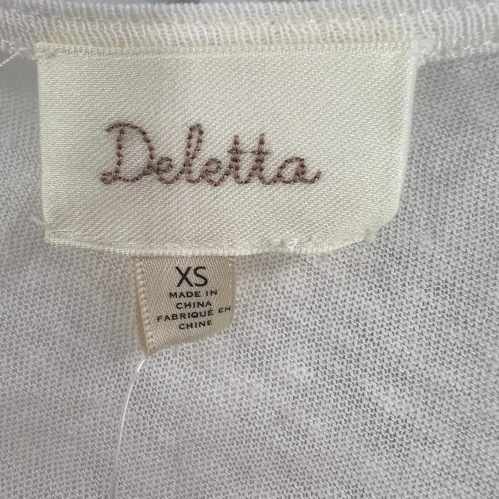 Anthropologie Deletta White‎ Lace Detail Top Size XS New